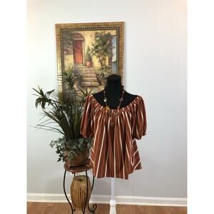 By Anthropology Women Blouse Small Off Shoulder Short Sleeve Boho Barbiecore Y2K